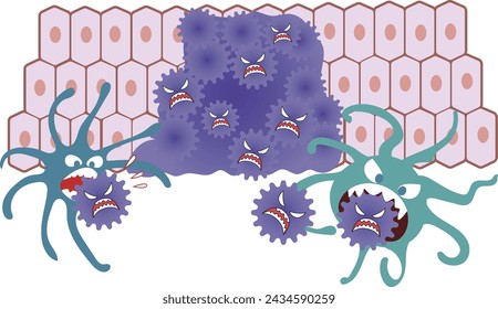 This is an illustration of macrophages that eat and stop proliferating cancer cells.