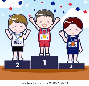 This is an illustration of male athlete 02 at the award ceremony.