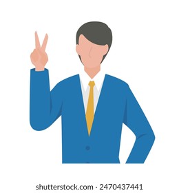 This is an illustration of a male business person who is successful and makes peace.