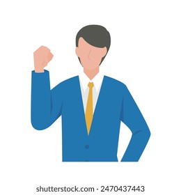 This is an illustration of a male business person who happily makes a fist pump.
