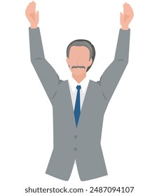 This is an illustration of a male business person who is happy and cheers.