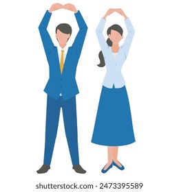 This is an illustration of male and female business people taking an OK pose.