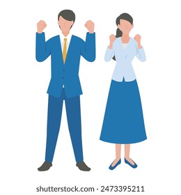 This is an illustration of a male and female businessperson doing a fist pump.