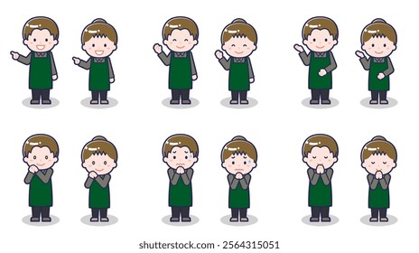 This is an illustration of male and female cafe workers.