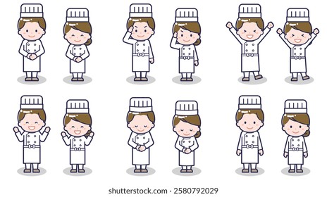 This is an illustration of male and female chefs.
