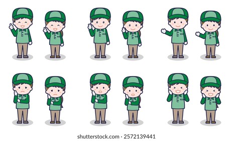 This is an illustration of male and female delivery workers.