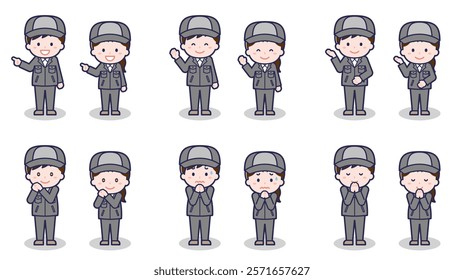 This is an illustration of male and female factory workers.