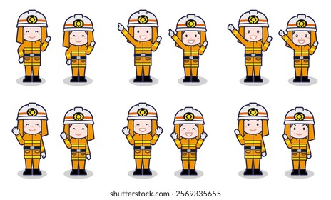 This is an illustration of male and female firefighters.