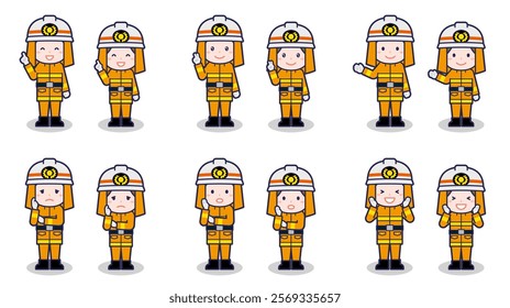 This is an illustration of male and female firefighters.