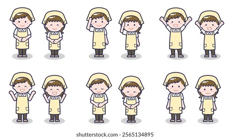 This is an illustration of a male and female housekeeper.