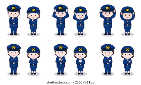 This is an illustration of male and female police officers.