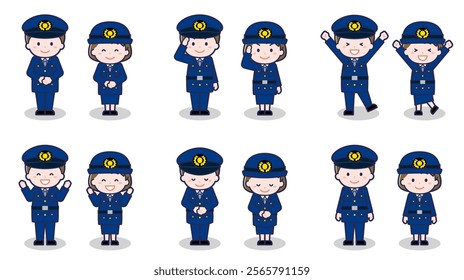 This is an illustration of male and female police officers.