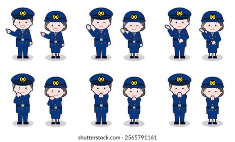 This is an illustration of male and female police officers.