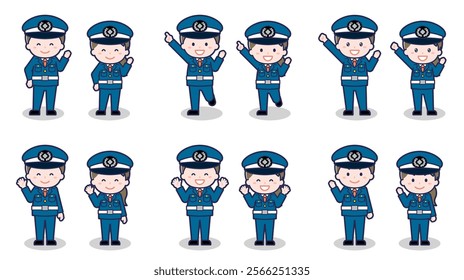 This is an illustration of male and female security guards.