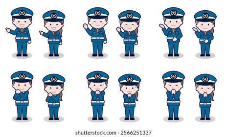 This is an illustration of male and female security guards.