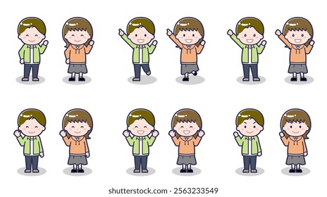 This is an illustration of a male and female teenager in casual clothes.