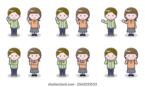 This is an illustration of a male and female teenager in casual clothes.