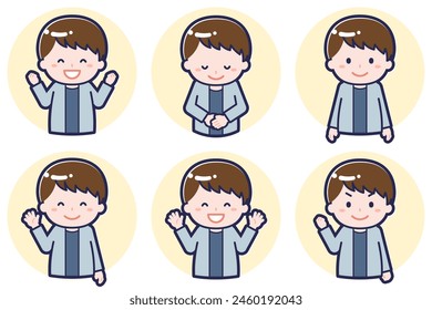 This is an illustration of a male pose set.