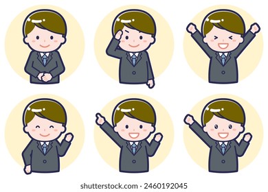 This is an illustration of a male pose set.