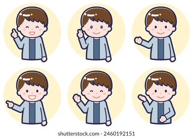 This is an illustration of a male pose set.