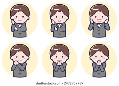 This is an illustration of a male pose set.
