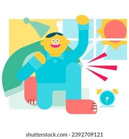 This is an illustration of a man with a clean face and a good night's sleep.