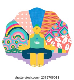 This is an illustration of a man doing yoga to unify his mind and relax.