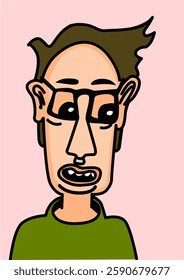 This is an illustration of a man with glasses