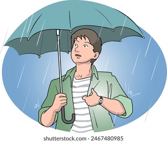This is an illustration of a man holding an umbrella.