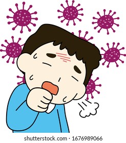 This is a illustration of Man infected with the new coronavirus
