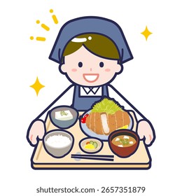 Esta es una ilustración de un hombre ofreciendo una comida.
