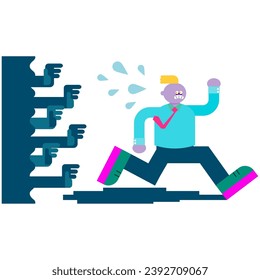Esta es una ilustración de un hombre que huye del estrés y del trabajo diario.