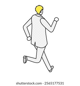 This is an illustration of a man running in a suit.