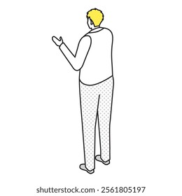 This is an illustration of a man standing with his arms crossed in a dress shirt and tie.