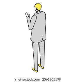 This is an illustration of a man standing in a suit.