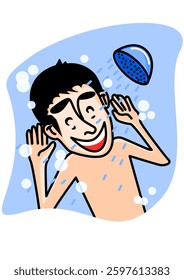 This is an illustration of a man under the shower