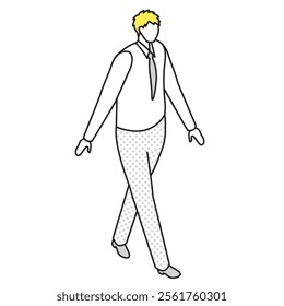 This is an illustration of a man walking in office casual clothes.