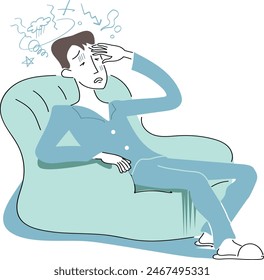 This is an illustration of a man who feels lethargic.