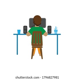 
Esta es una ilustración de un hombre trabajando en una computadora