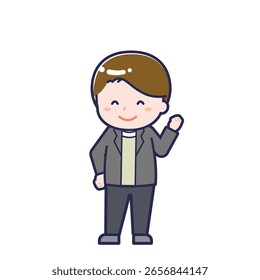 Esta é uma ilustração de um homem "Adultos em roupas simples".