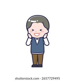 Esta é uma ilustração de um homem "Idosos em roupas simples".