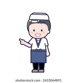 This is an illustration of a man's "Sushi chef".