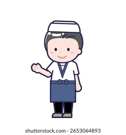 This is an illustration of a man's "Sushi chef".