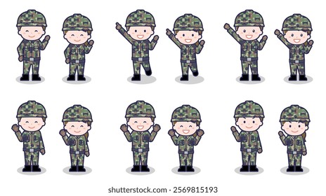 This is an illustration of men and women of the Self-Defense Forces.