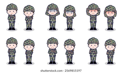 This is an illustration of men and women of the Self-Defense Forces.