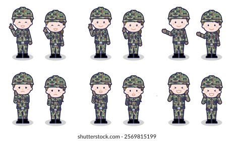 This is an illustration of men and women of the Self-Defense Forces.