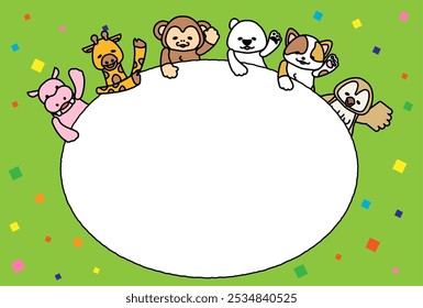 This is an illustration of message frame 3C from cute animals.