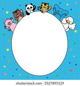 This is an illustration of message frame E from cute animals.