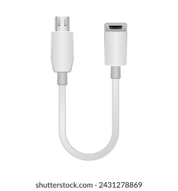 Esta es una ilustración de Micro USB Tipo-B 2.0 hembra de cable de conversión blanco _Micro USB Tipo-B 2.0.