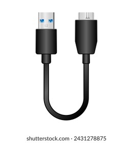 This is an illustration of Micro USB Type-B 3.0 from black conversion cable _usb Type-A 3.0.